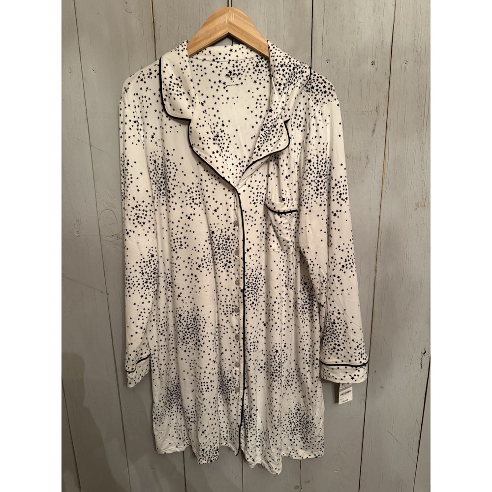 Alfani Nightgown Button-Front Sleep Shirt Stars Cozy Soft Knit 1X NWT